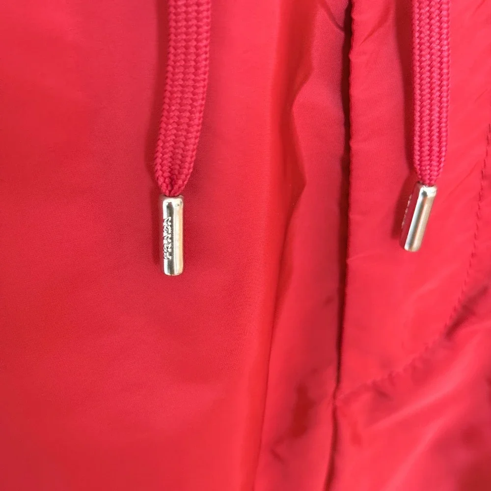Prada Men's Red Re-Nylon Jogging Pants SPH374 Large, Triangle logo, stretch
